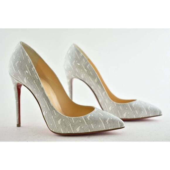 Christian Louboutin Pigalle Follies 100 Patent CL White Silver Heel Pump Shoe 36 - Picture 5 of 13